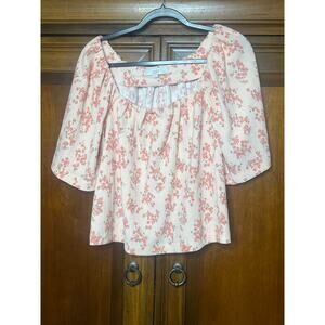 LOFT Floral Flutter Square Neck Top